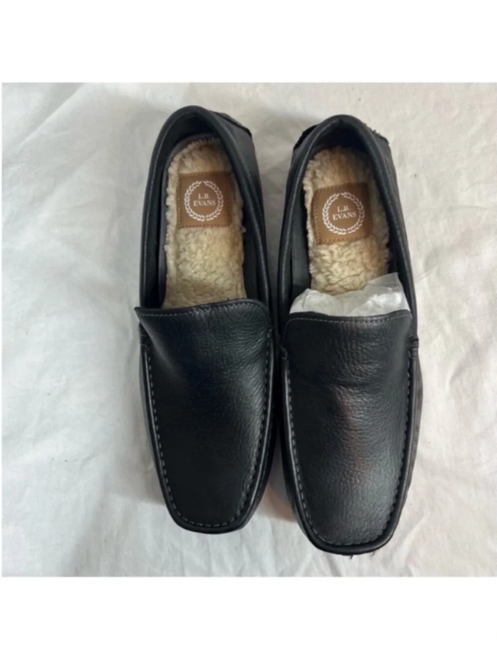 L.B Evans Leather Alton slip On Casual Slippers loafer Faux Shearling NWOB